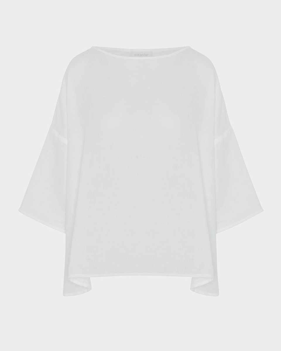 Sloped Shoulder Wide A-Line Scoop Neck Top (Mid Length)